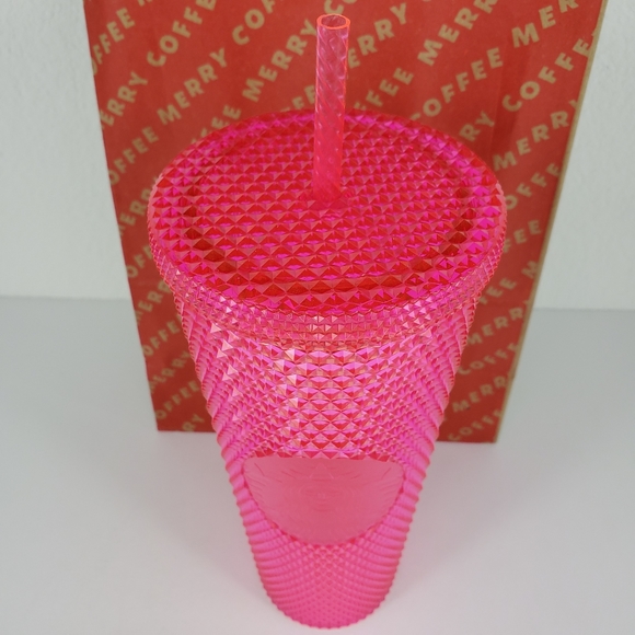 Starbucks Holiday Neon Pink Iridescent Cold Cup - Picture 4 of 8